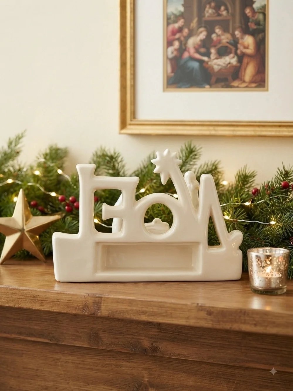Vintage 1980s Porcelain NOEL Nativity Set – Ceramic Holiday Mantel Decor